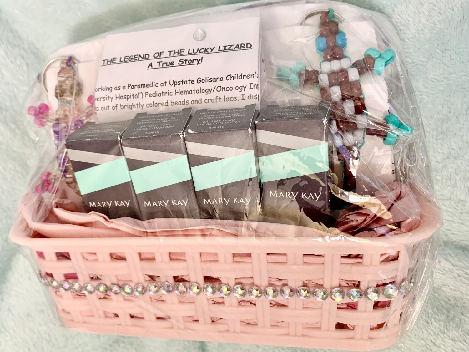 Lucky Lizard Send-A Smile Basket featuring Mary Kay Hint of Mint Lip Balm- Superman &amp; Heart of a Hero Designs