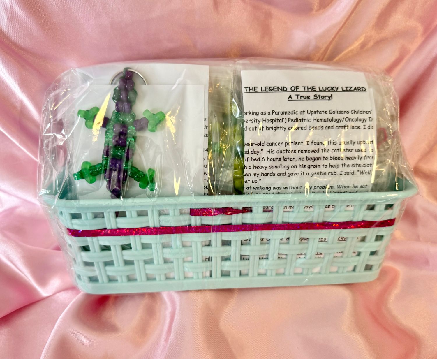 Lucky Lizard Send-A-Smile Project Basket - Green Awareness Ribbon Design