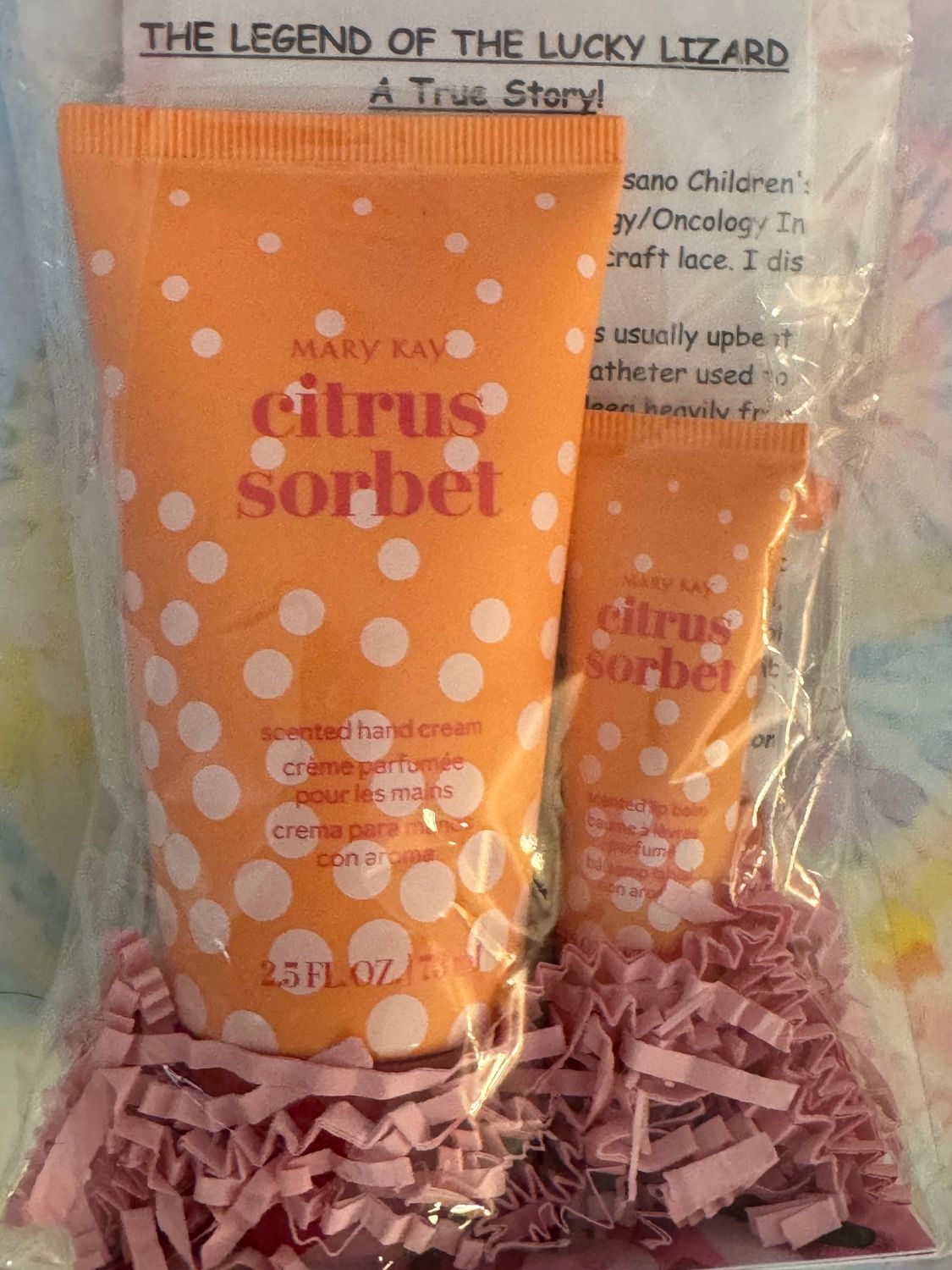 Lucky Lizard 'Emotion Lotion'  Gift Set featuring Mary Kay Citrus Sorbet Scented Hand Cream &amp; Lip Balm