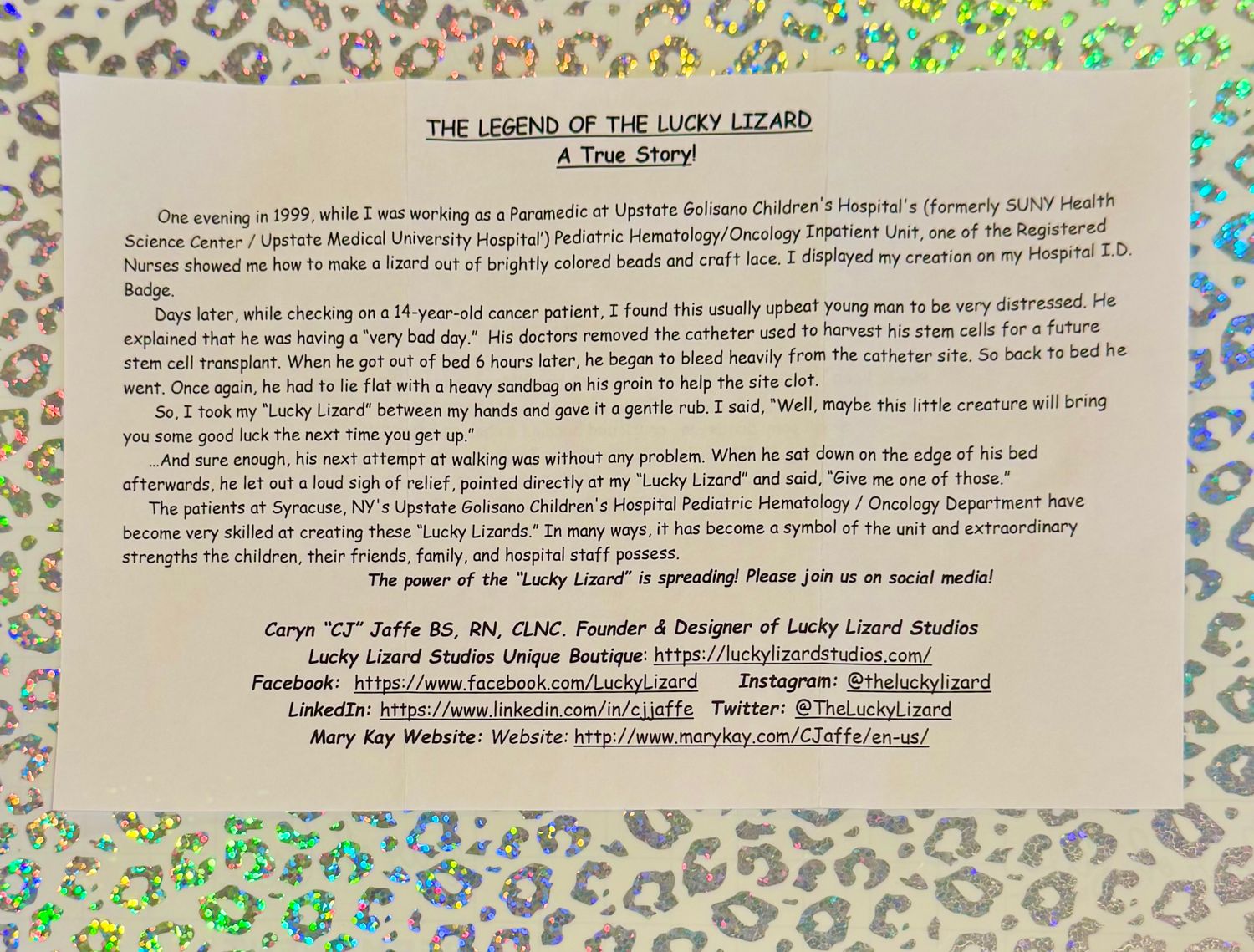 Lucky Lizard Send-A-Smile Project: Children's Hospital Contribution