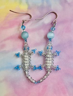 Handmade Lucky Lizard Hanging Earrings
