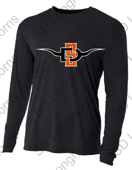 Black Drifit Long Sleeve with SD Horns Logo