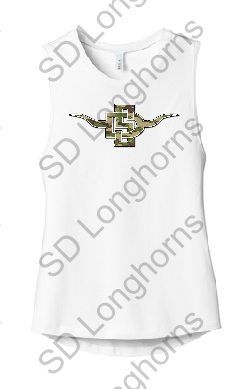 Women&#39;s Muscle White with Camo SD Horns Logo