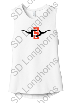 Women&#39;s Rhinestone Muscle White with SD Horns Logo