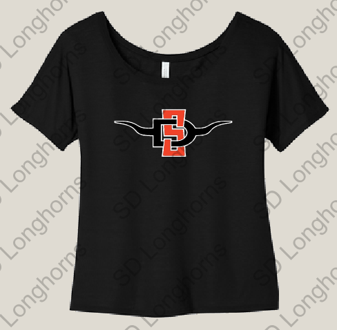 Women&#39;s Slouchy Tee Black with SD Horns Logo