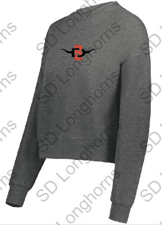 Women&#39;s Rhinestone Slouchy Crew Carbon Heather with SD Horns Logo