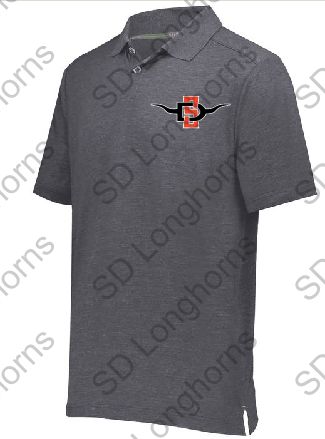 Polo Shirt - Carbon Heather with Embroidered SD Horns Logo