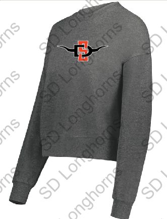 Women&#39;s Slouchy Crew Carbon Heather with SD Horns Logo