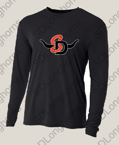Shirt - Drifit - Black Drifit Long Sleeve with SD Horns Logo