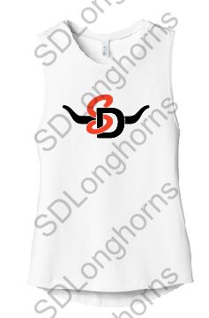 Women's Muscle White with SD Horns Logo