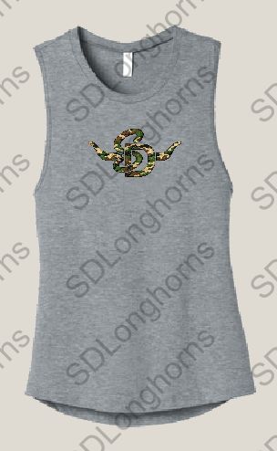 Women's Muscle Grey with Camo SD Horns Logo