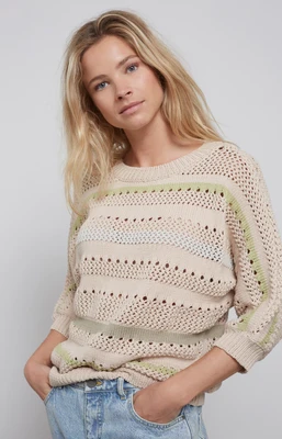 YAYA Sweater Textured Stripe / 01-000202-302 WINTER PEAR GREEN