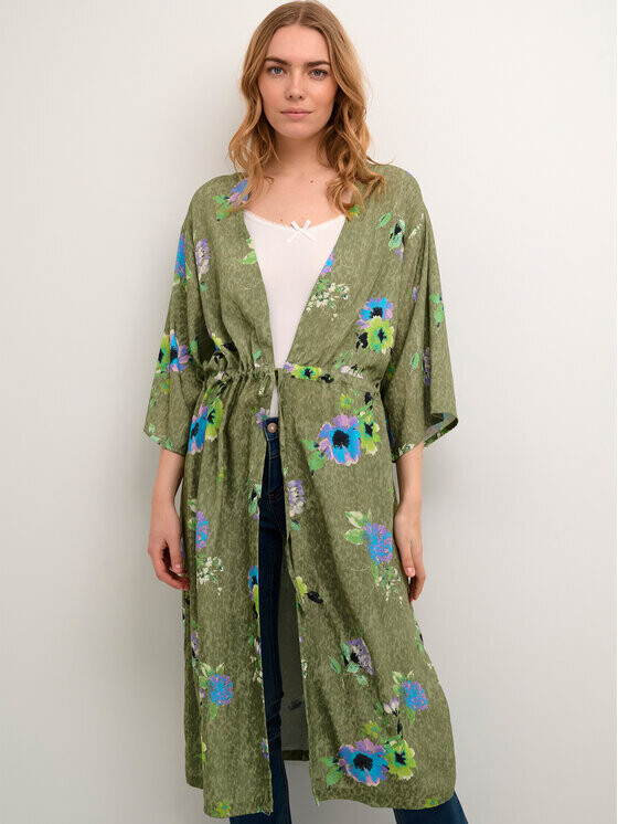 Cream Kimono/ 10608185 Green Print