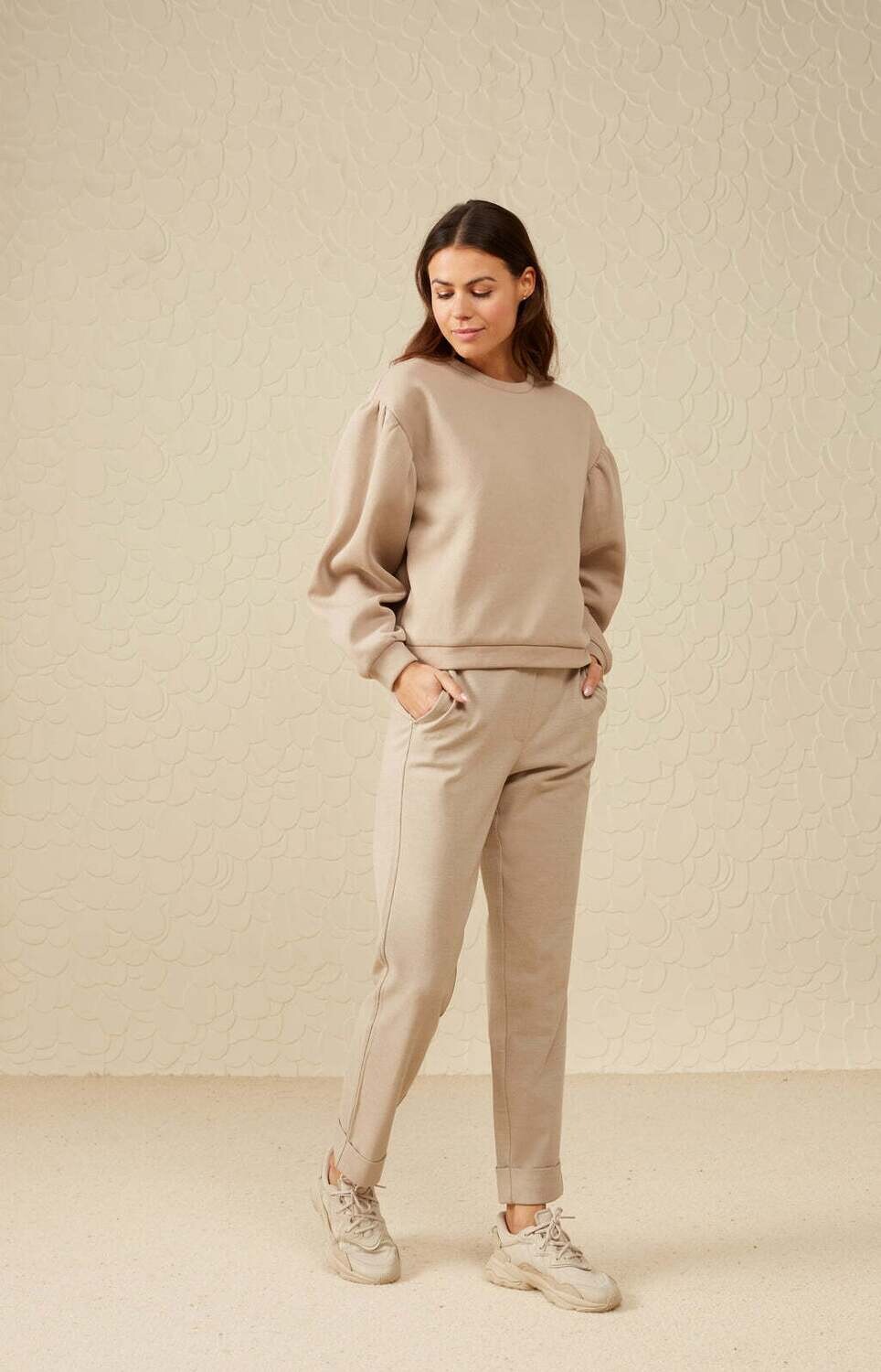 YAYA Pants Soft Straight leg / 01-301076-308 PURE CASHMERE BROWN MELANGE