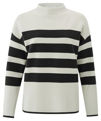 YAYA Sweater Stripe Modalmix / 01-000265-309 BLACK DESSIN