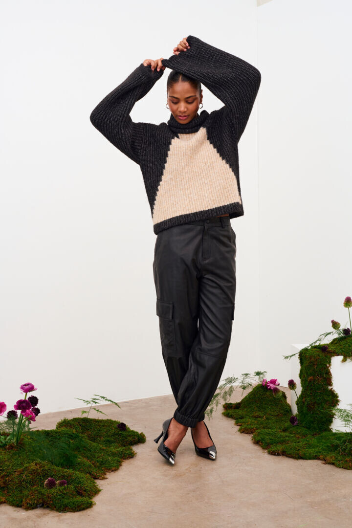 Kaffe Pants Utility Real Leather / 10507887 Black Deep