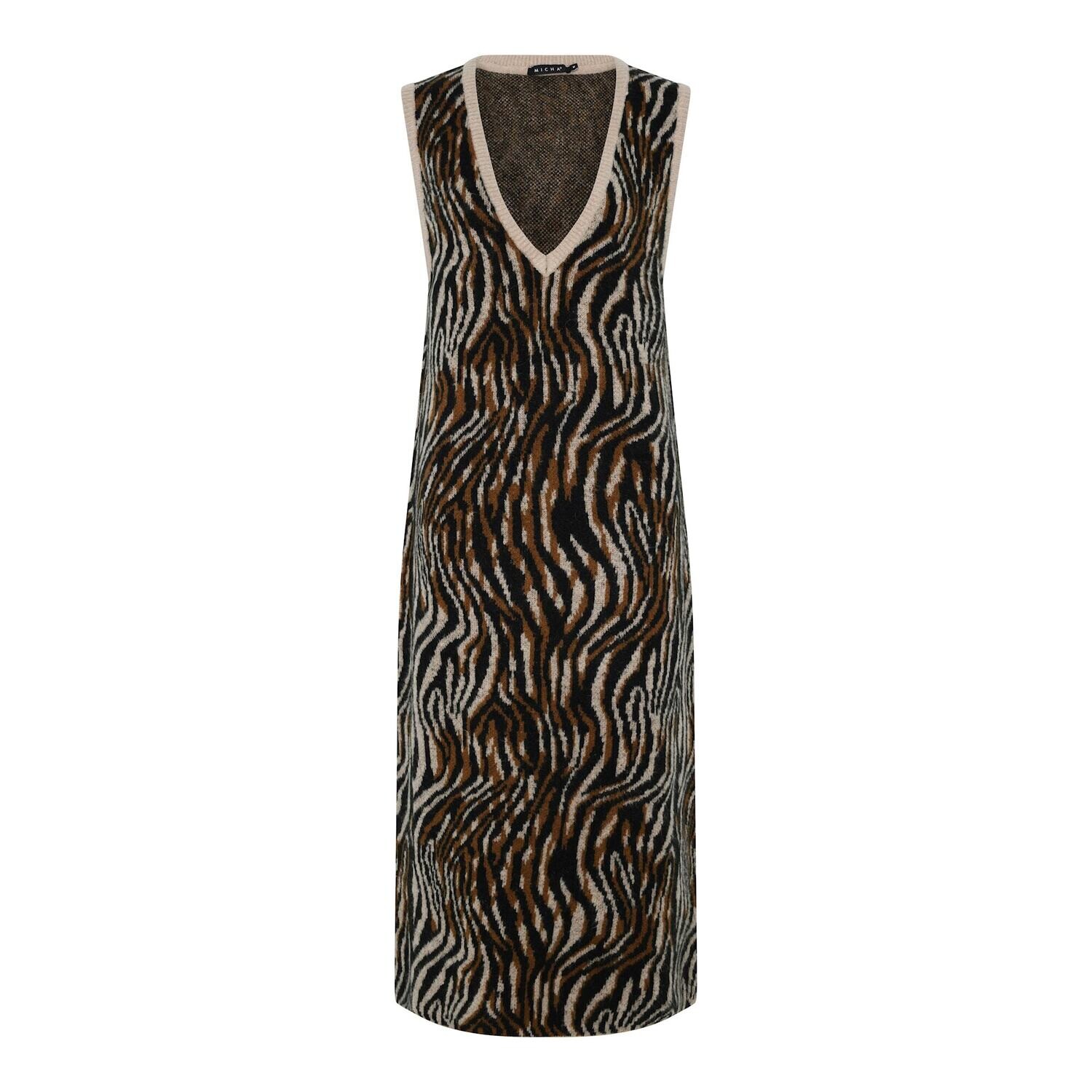 MICHA Dress Knitted V-Neck /112-946 COGNAC CAMEL