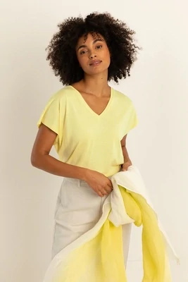 Expresso Shirt V Neck Lyocell / EX24-13056 Sunny Yellow
