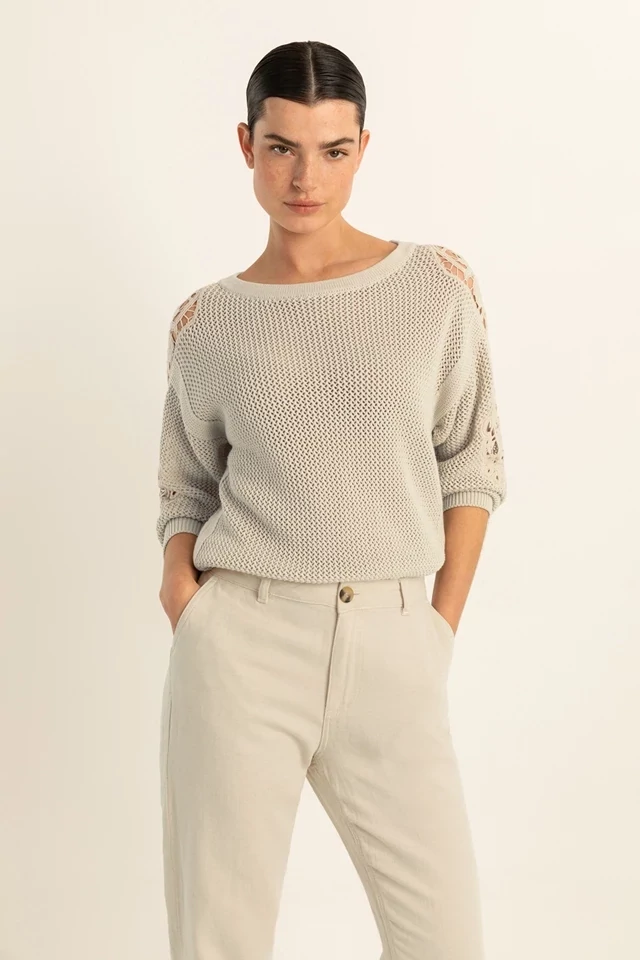 Expresso Sweater Open Details / EX24-11031 Sand, Size: S