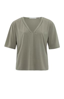 YAYA Shirt V-Neck / 01-719051-405 ARMY GREEN