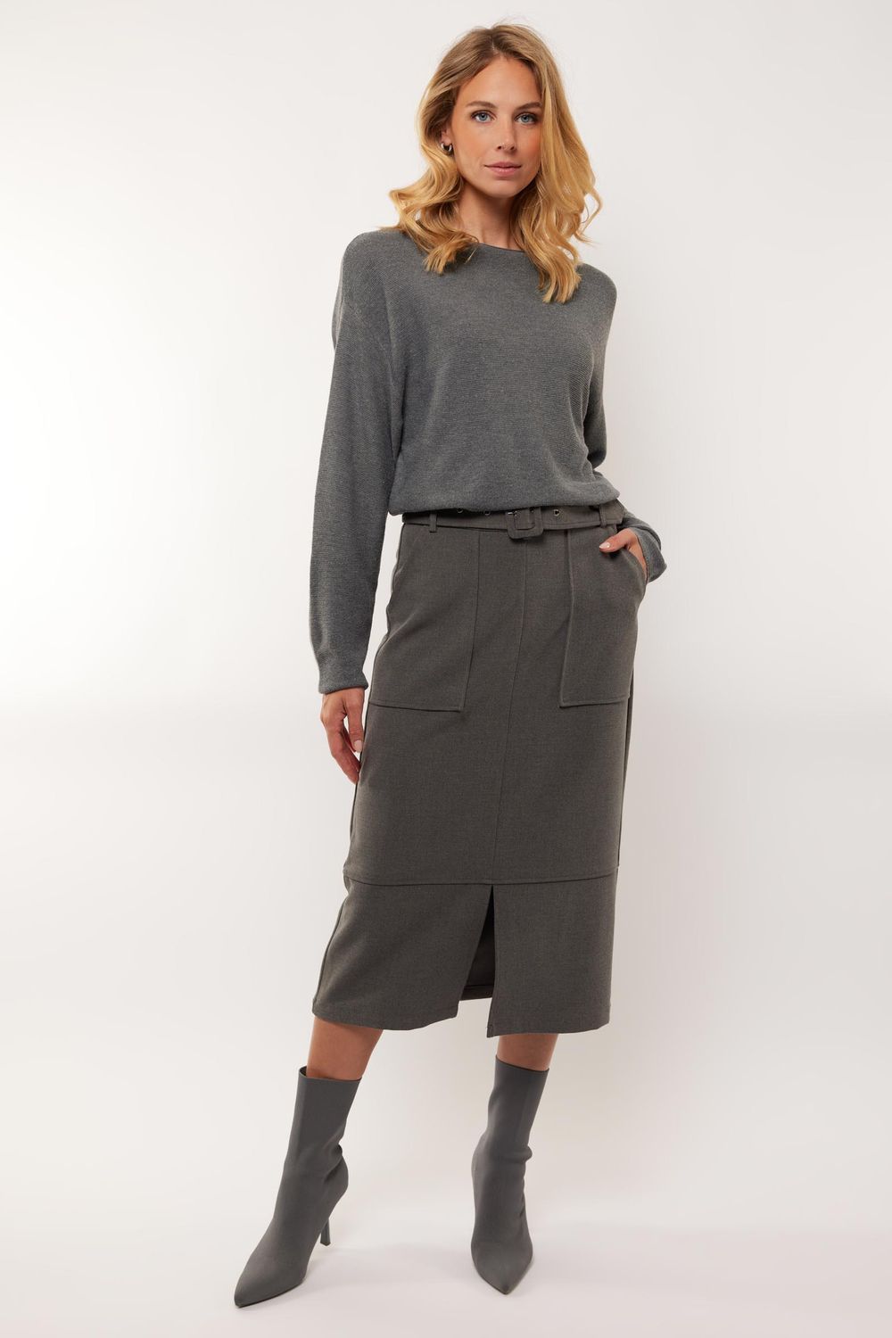 G-Maxx Skirt Pencil Belanna / 24NQG04 Grey Melange