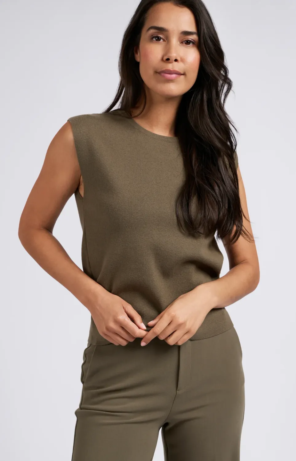 YAYA Sweater Sleeveless / 01-000373-408 STONE GRAY