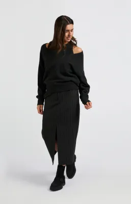YAYA Skirt Pinstripe / 01-401061-409 ANTHRACITE DESSIN