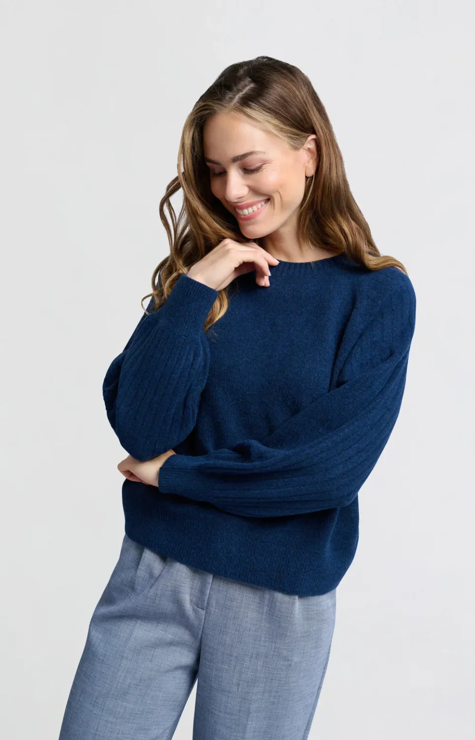 YAYA Sweater Soft Rib / 01-000410-410 OUTER SPACE BLUE MELANGE