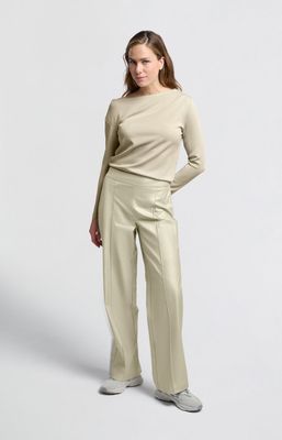 YAYA Pants Wide Leg Metallic PU / 01-309108-411 METALLIC GOLD