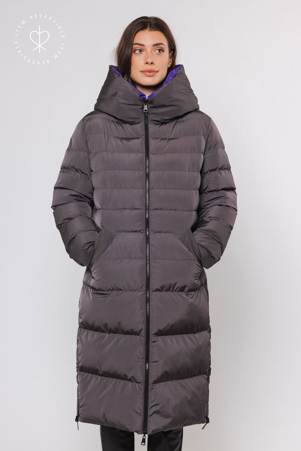 Rino &amp; Pelle Coat Keila Padded Reversible/ Keila.7002411 Graphite and purple