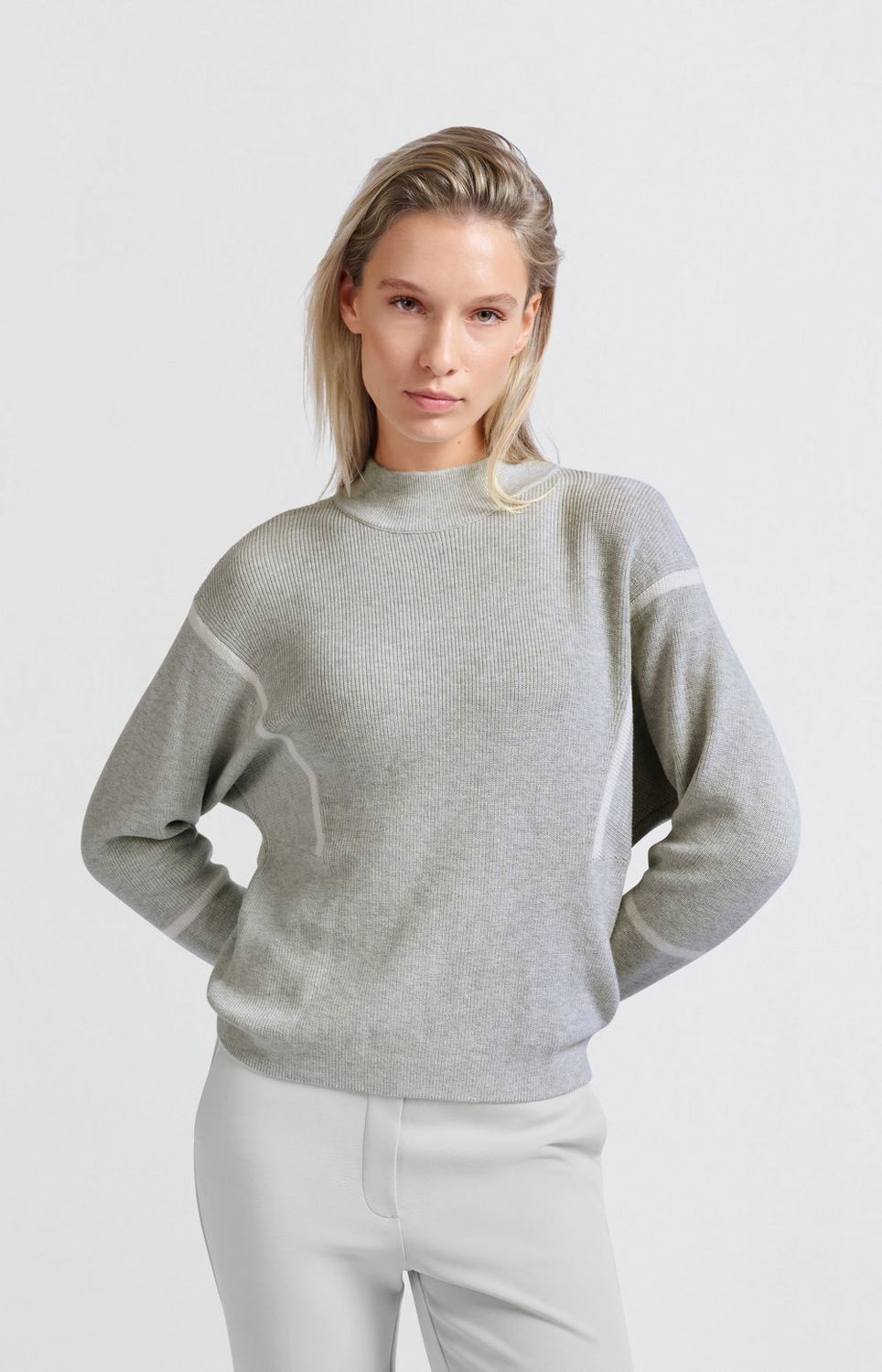 YAYA Sweater Stripe / 01-000433-501 MEDIUM GREY MELANGE