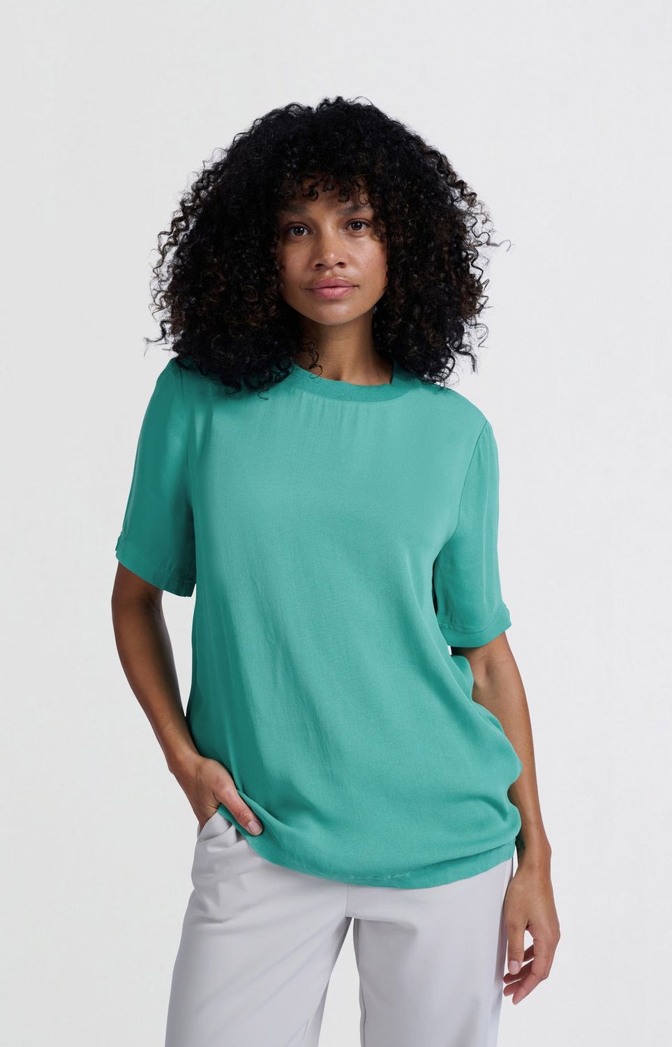 YAYA Top Woven Viscose / 01-701218-501 LAGOON BLUE