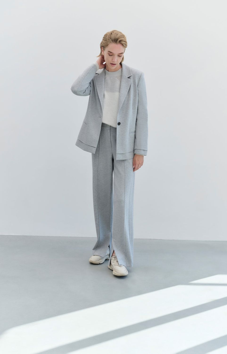 YAYA Pants Straight Leg Rayonmix / 01-301167-501 MEDIUM GREY MELANGE