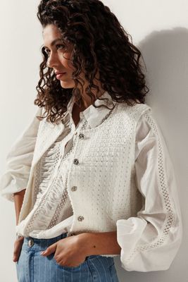 Tramontana Gilet Denim Lurex / C37-15-801 Off White