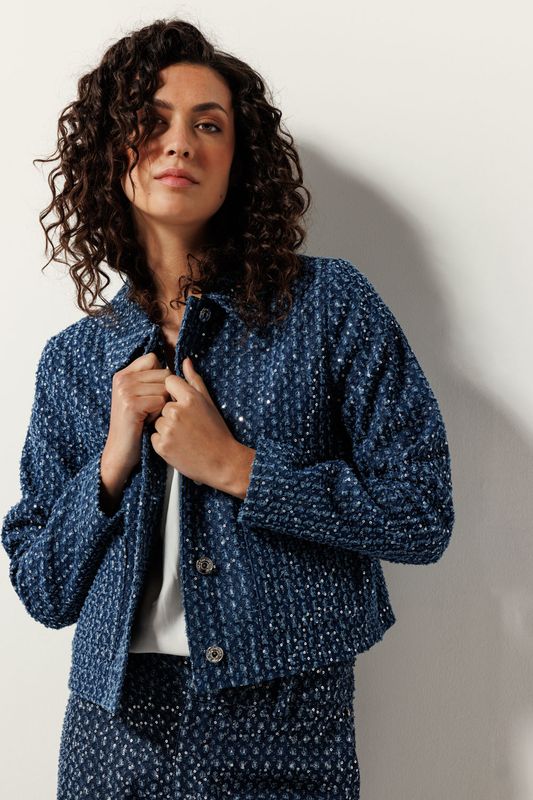 Tramontana Jacket Denim Destroyed with Sequins/ C06-15-801 Blue Denim