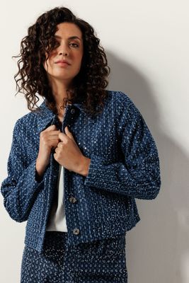 Tramontana Jacket Denim Destroyed with Sequins/ C06-15-801 Blue Denim