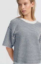 YAYA Sweater Fluffy Stripe / 01-000446-502 OFF WHITE