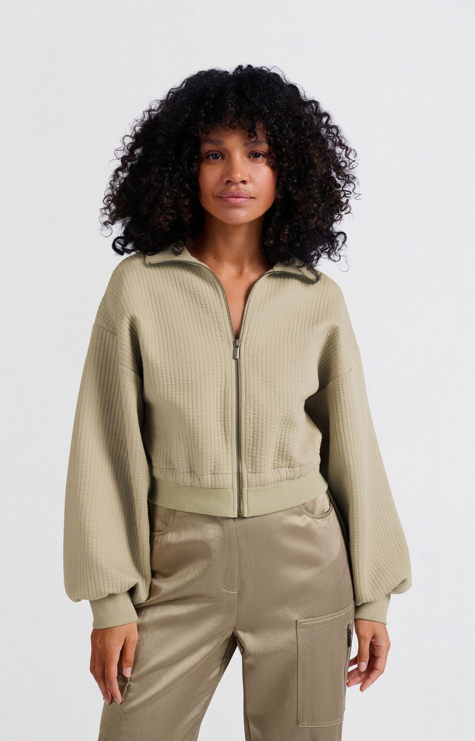 YAYA Cardigan Rib Cottonmix /01-109081-502 SAFARI
