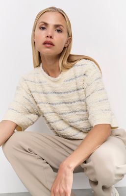 YAYA Sweater Stripe Fluffy Lurex /01-000439-502 OFF WHITE DESSIN