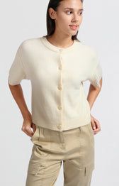 YAYA Cardigan Short Sleeve/ 01-010102-502 OFF WHITE KNIT