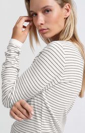 YAYA Top Stripe Viscose Cottonmix / 01-709273-502 BLANC DE BLANC WHITE DESSIN