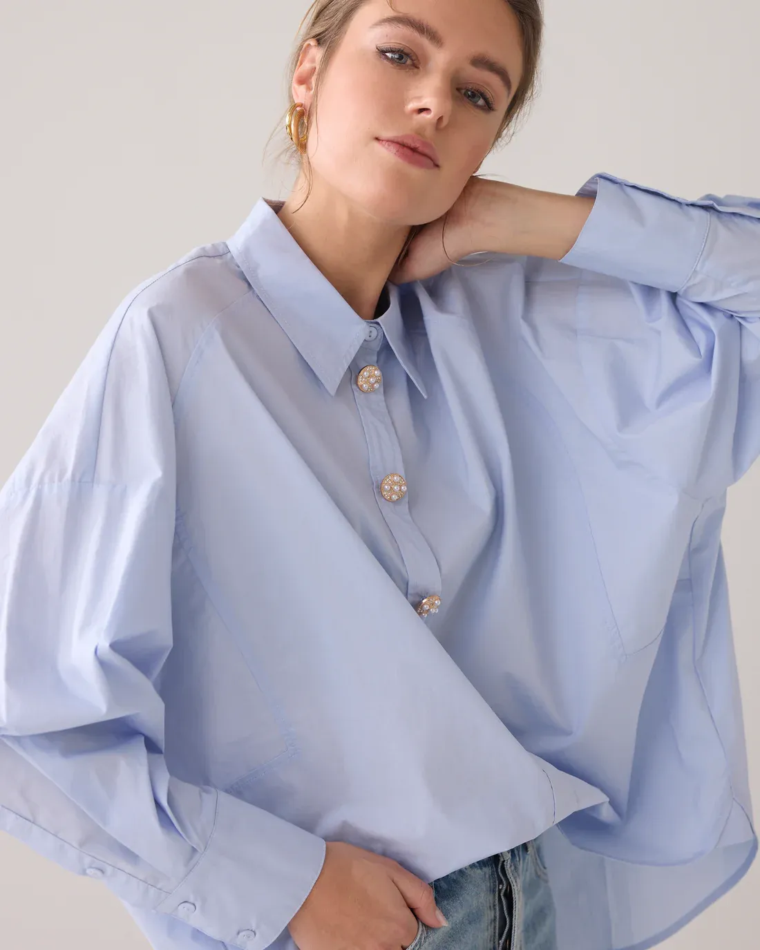 Summum Woman Blouse Button / 2s3221-12119 Powder blue