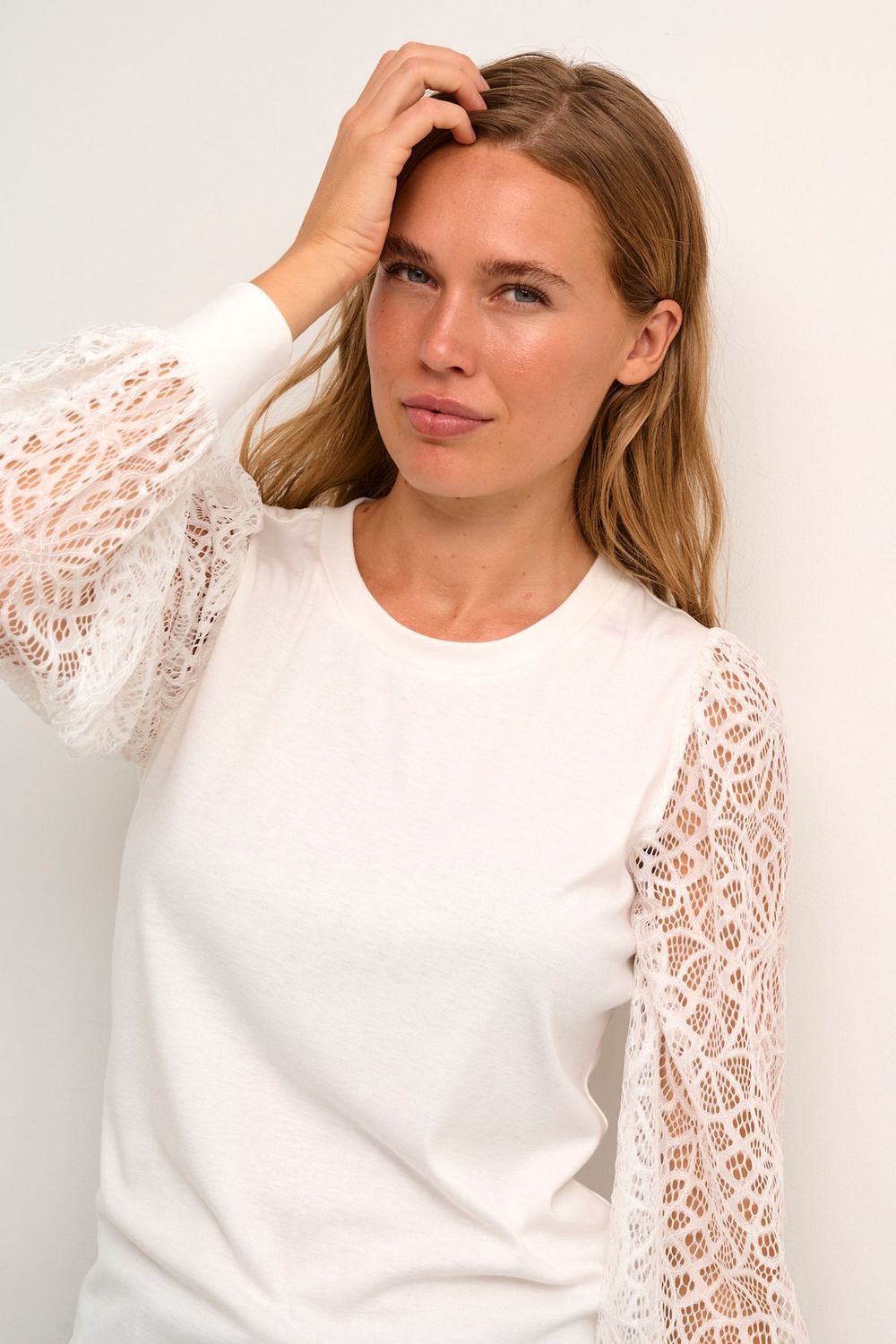 Kaffe Top Lace Sleeve/ 10508024 Chalk