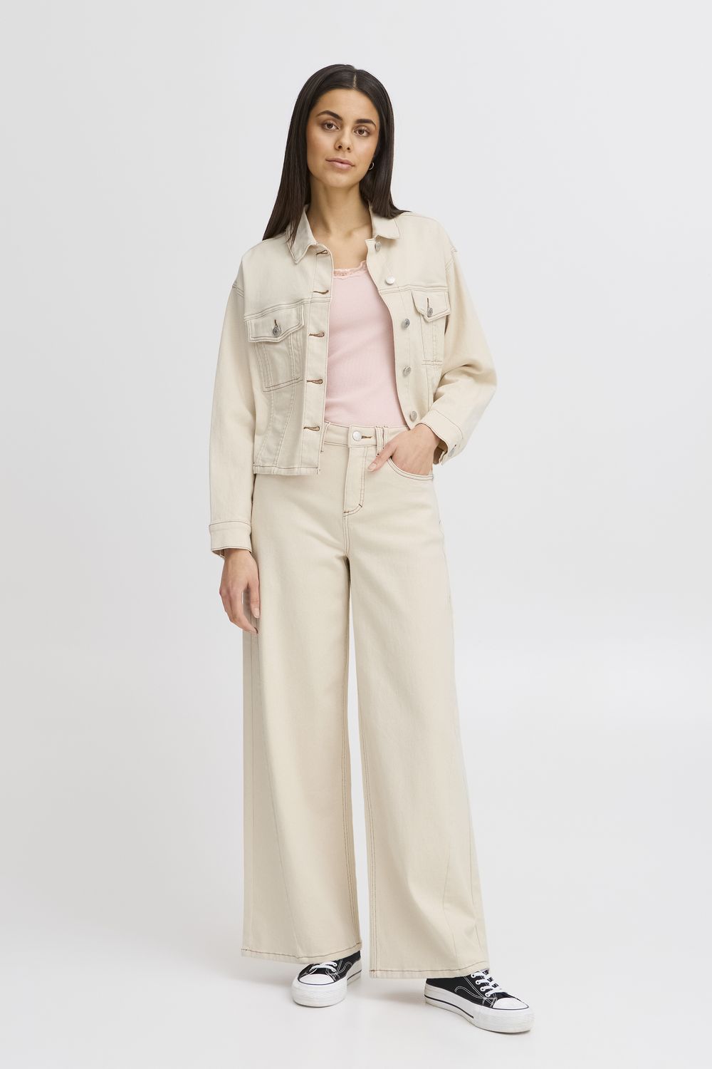 Fransa Pants Denim Wide Leg/ 20615508 Whisper White