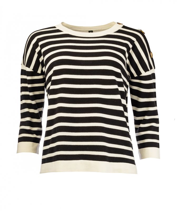 NED Pullover Stripe Cotton / 25S2-LB020-01 Optical White