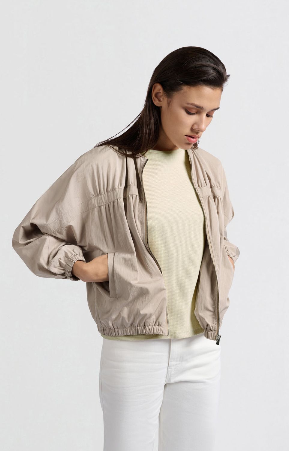 YAYA Jacket Bomber Crop / 02-001046-503 TWILL BEIGE