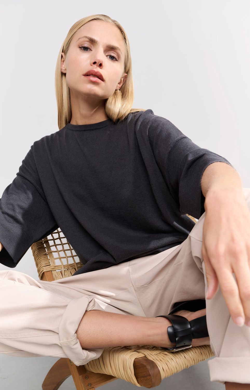 YAYA Tee Knitted / 01-000454-503 PHANTOM