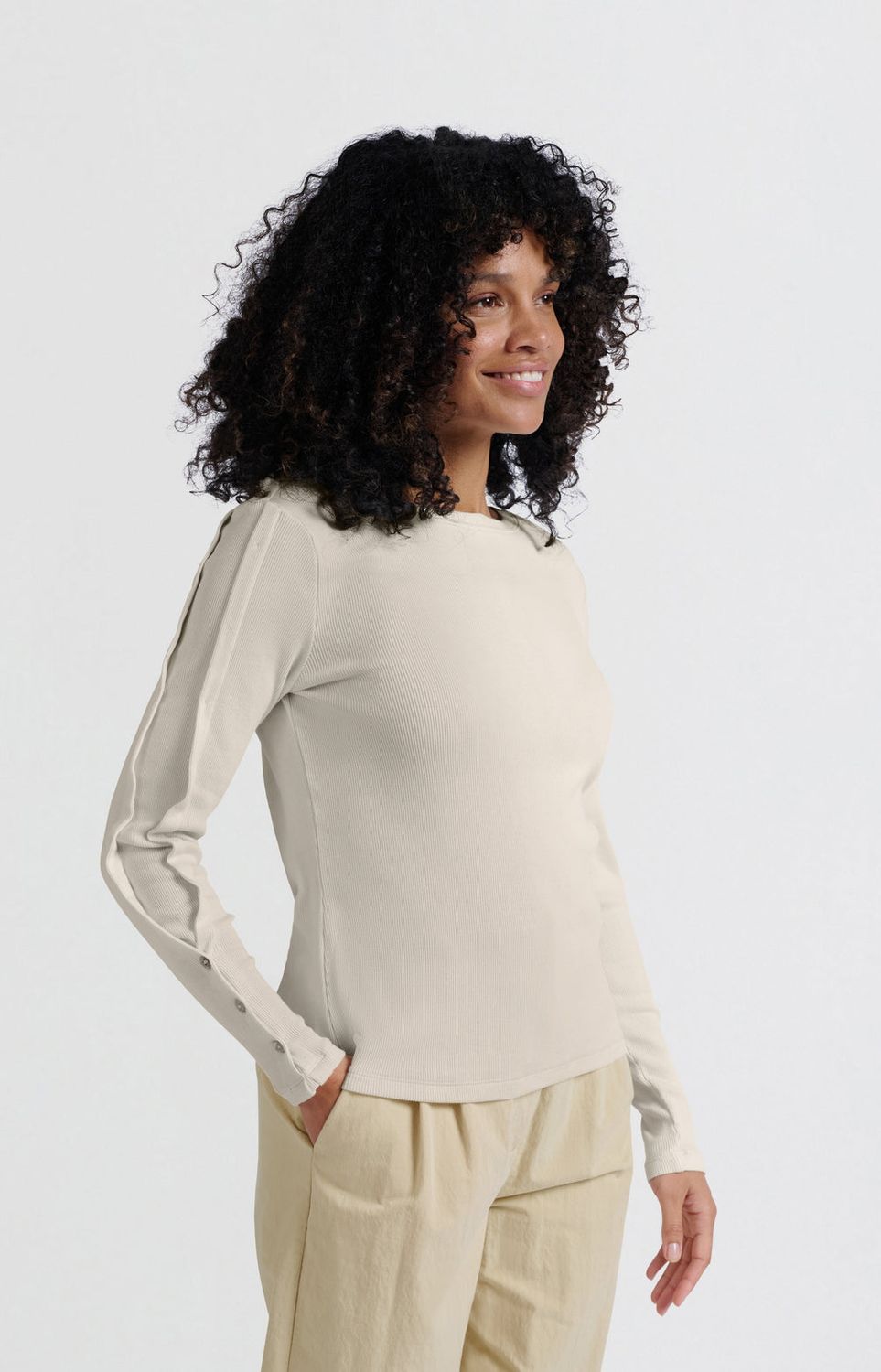 YAYA Top Long-sleeve Buttons / 01-709265-503 OFF WHITE KNIT