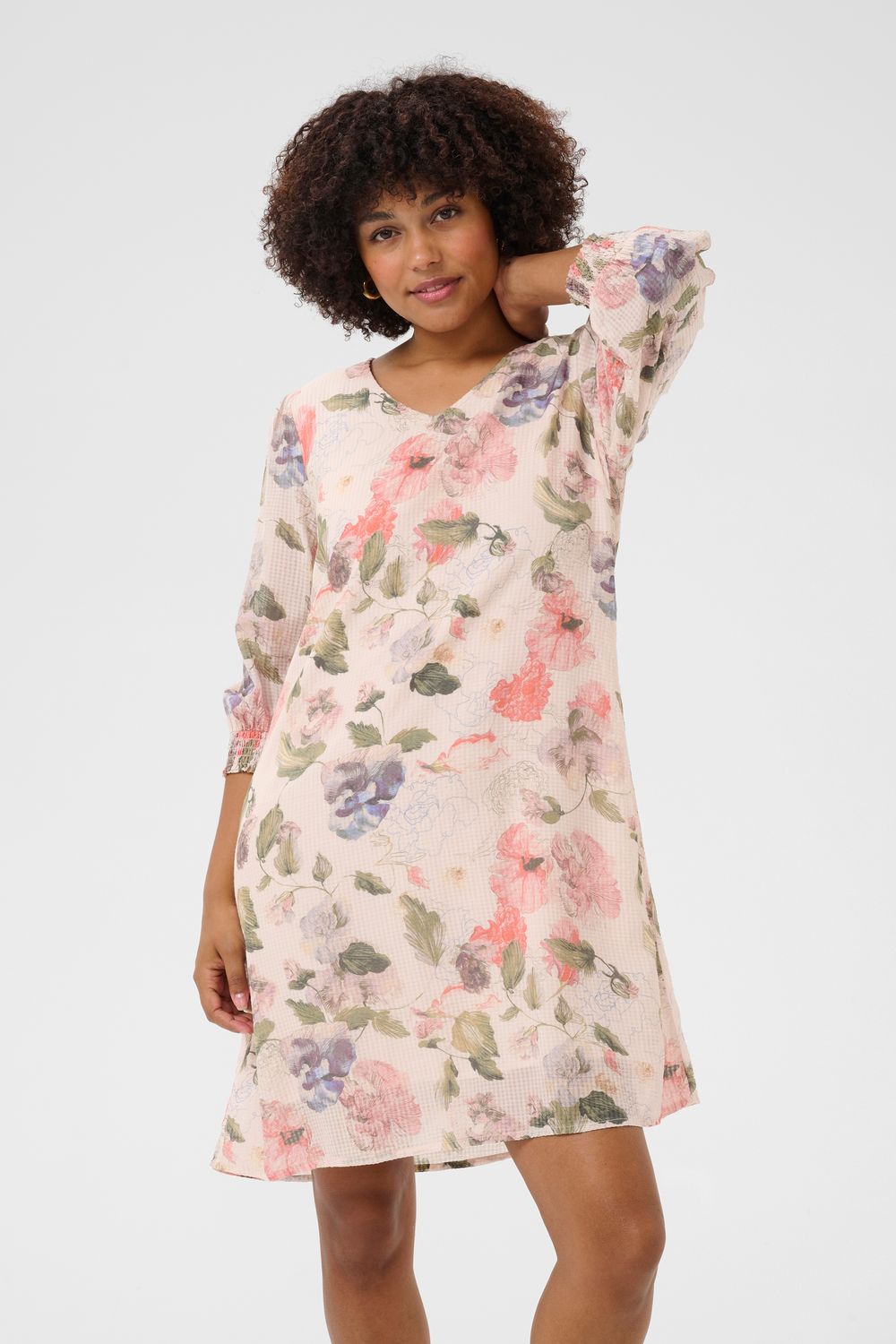 Cream Dress Viscosemix/ 10613331 Sepia Rose Flower