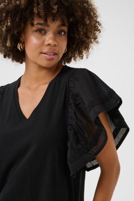Culture DK Top Cotton Embroid Sleeve / 50111708 Black